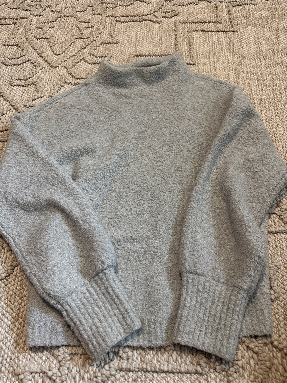 Marled Light Gray Cowl-Neck Sweater